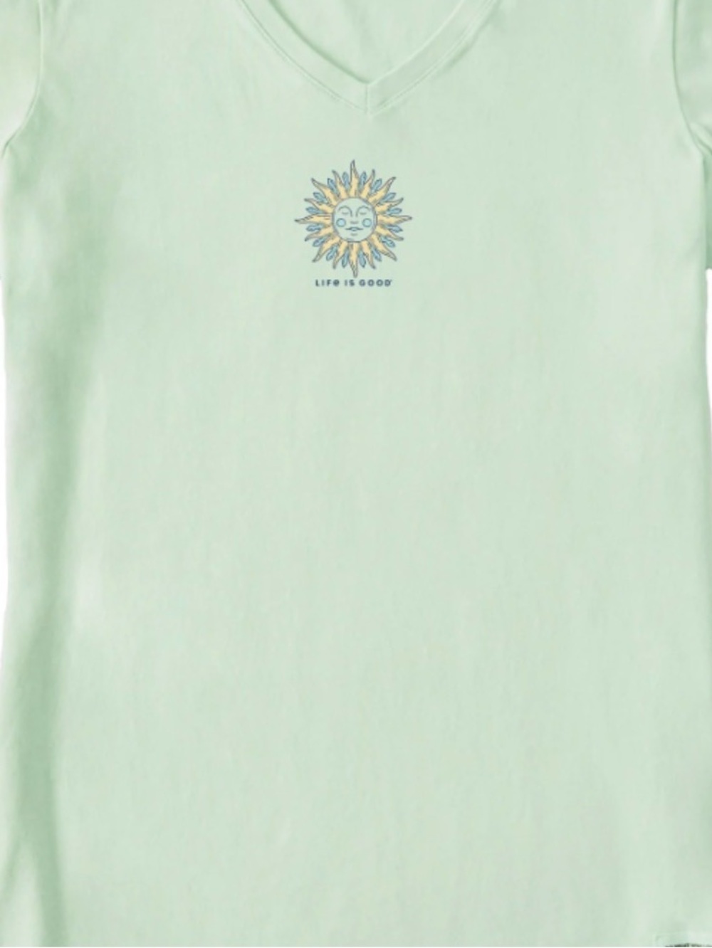 New! Life Is Good Light Mint V-Neck Tee with Sunflower Graphic xxl